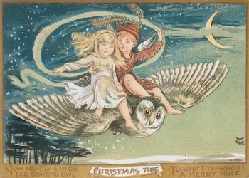 Vuelo de búho, tarjeta de Navidad